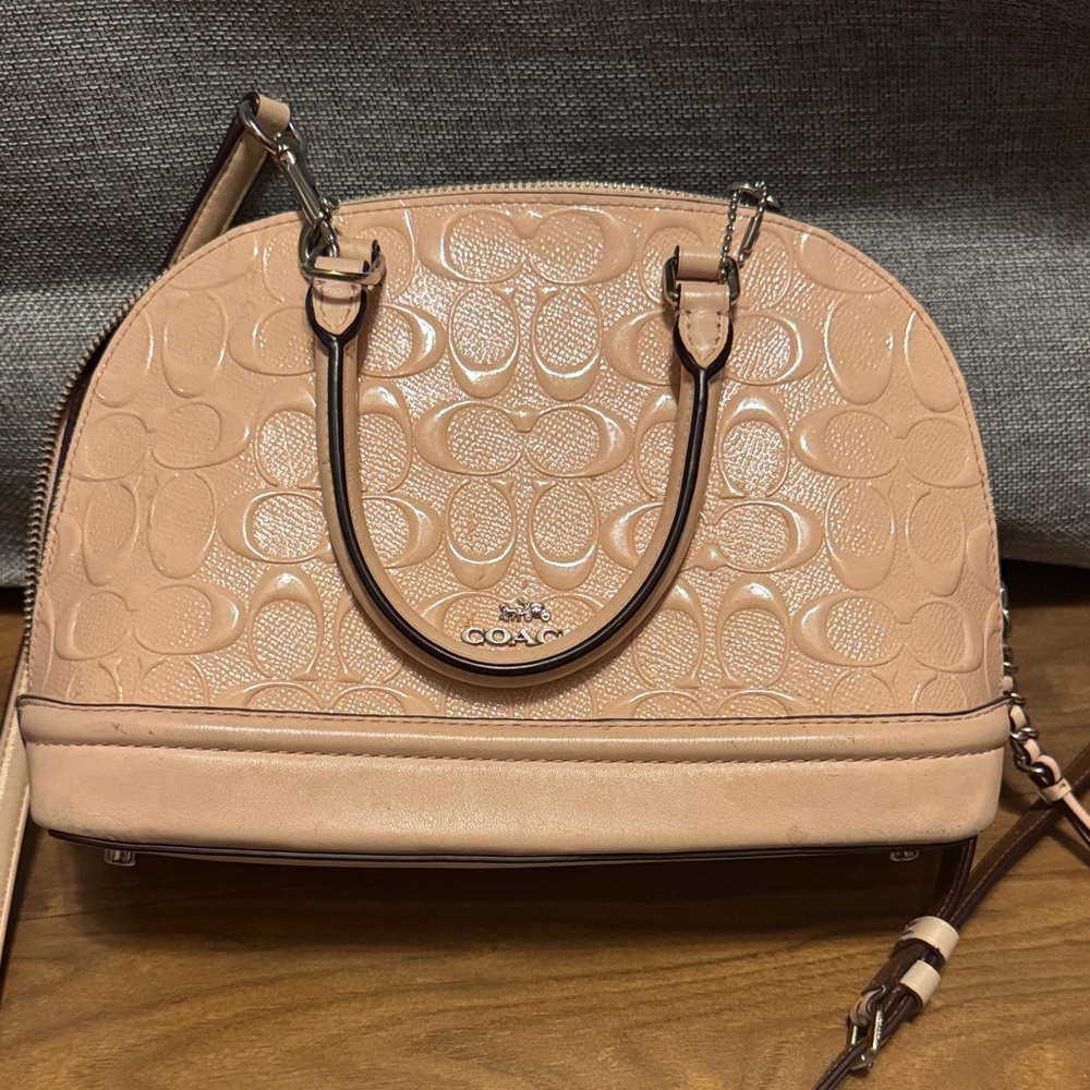 Coach Beige\ pink Embossed Satchel